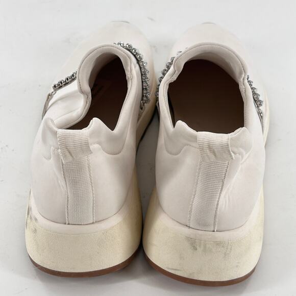 Nordstrom Rack Lisbon Sneakers 7 White Jewel Embellished Glam Slip On Comfort - Picture 4 of 9